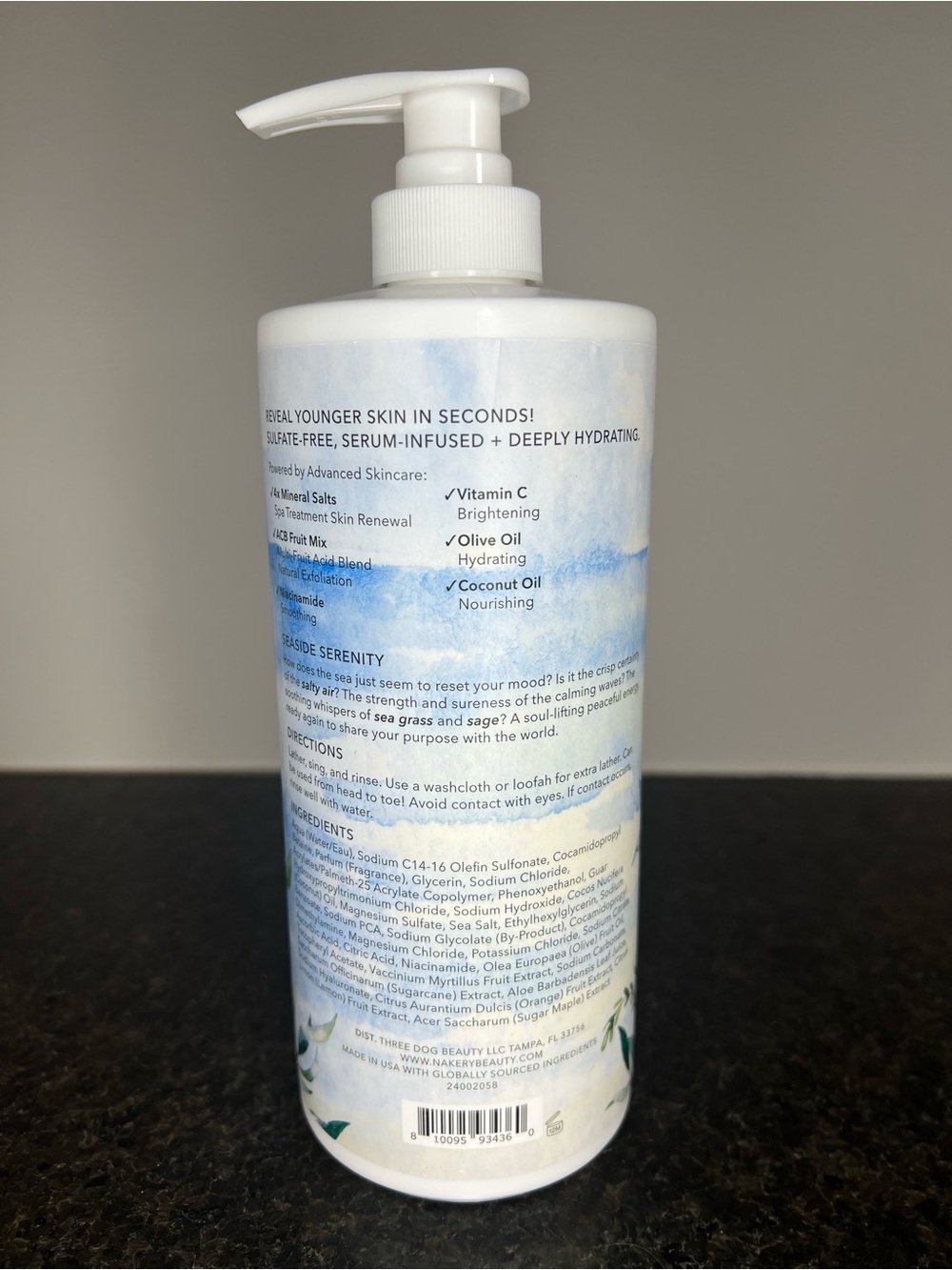 Nakery SkinRenew Face, Body + Hair Wash 33.8 Fl Oz (Seaside Serenity)-NEW - Picture 2 of 6